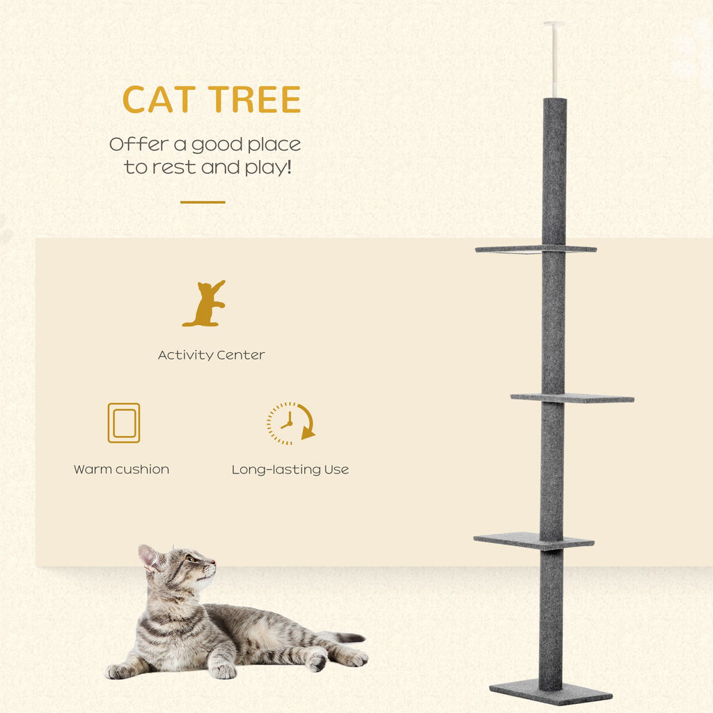 Floor-to-Ceiling Cat Tree with 4 Jump Platforms and Soft Cover