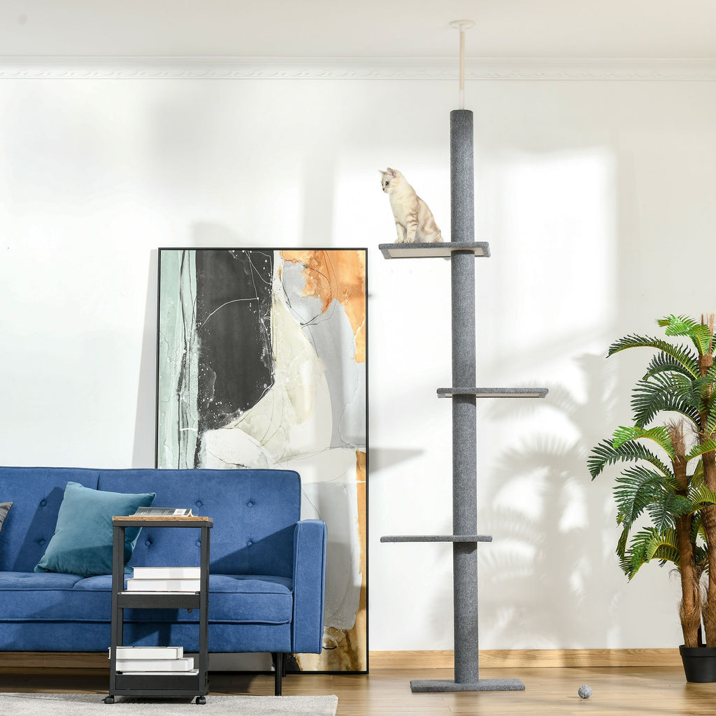 Floor-to-Ceiling Cat Tree with 4 Jump Platforms and Soft Cover