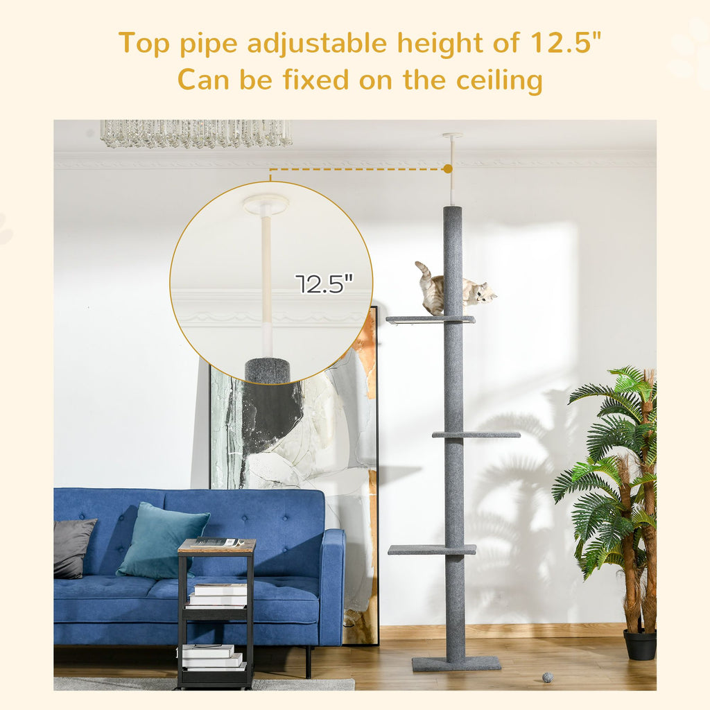 Floor-to-Ceiling Cat Tree with 4 Jump Platforms and Soft Cover