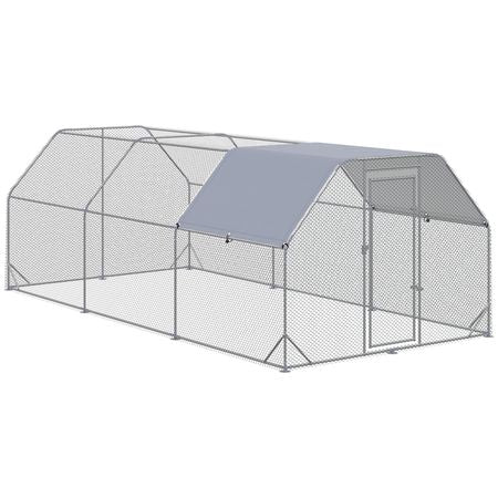 PawHut Large Chicken Coop structured Chicken Run with water-ready and Anti-UV Cover, Flat Shaped Walk in F
