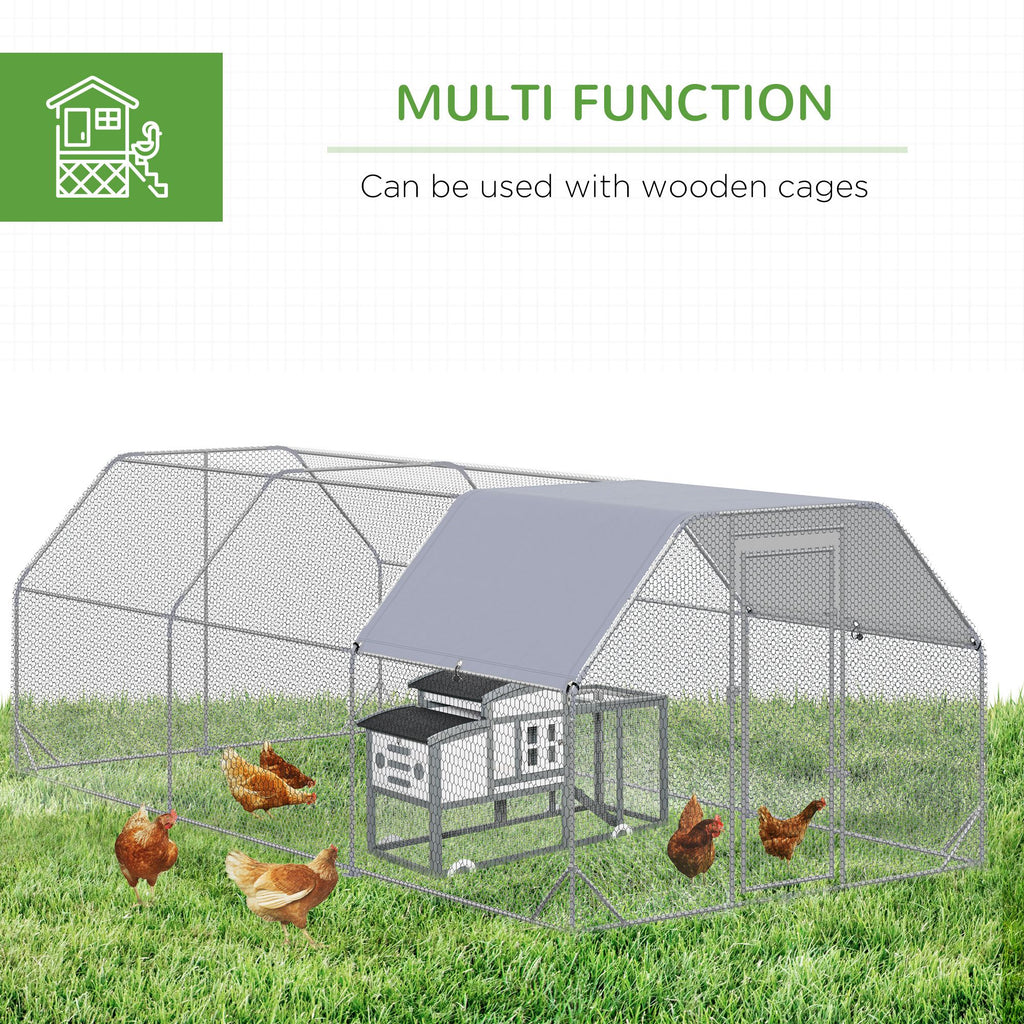 PawHut Large Chicken Coop structured Chicken Run with water-ready and Anti-UV Cover, Flat Shaped Walk in F