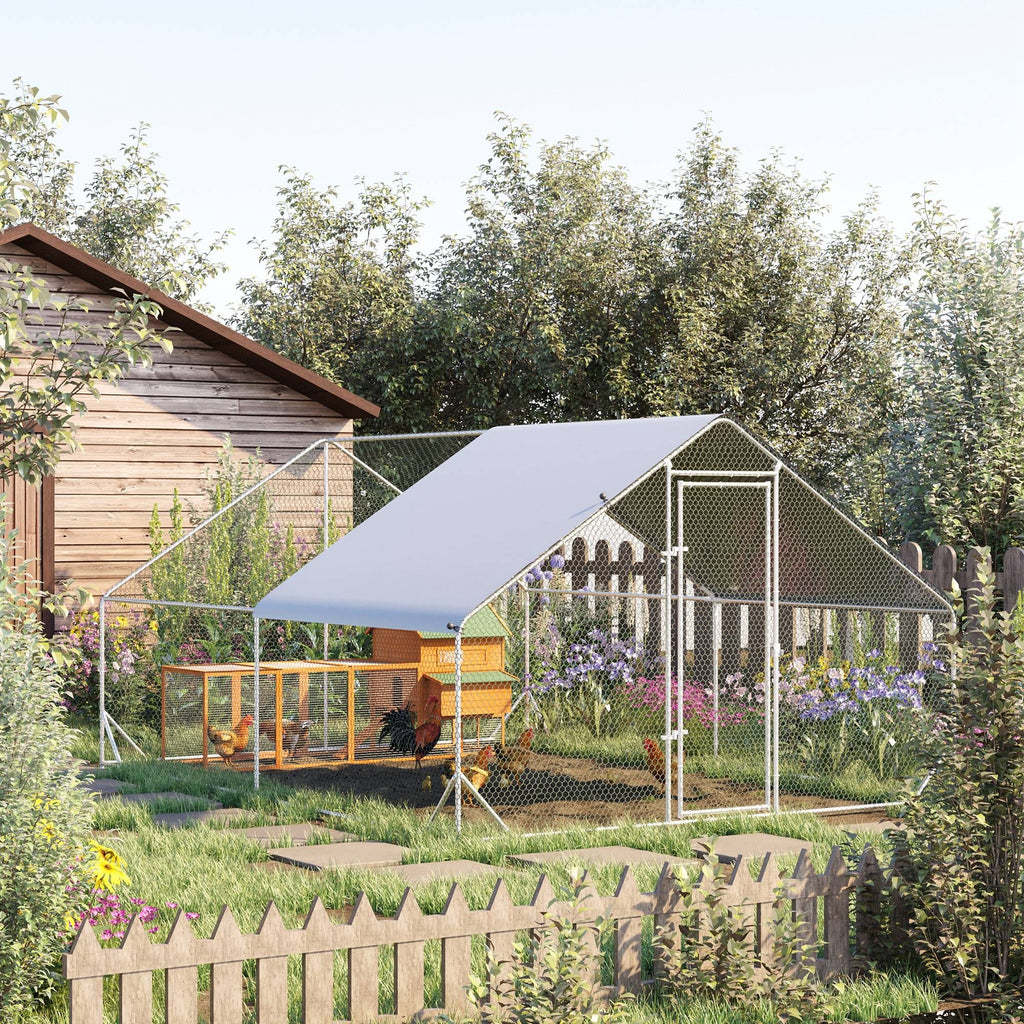 Spacious Walk-in Chicken Run with water-ready Cover and Secure Lock