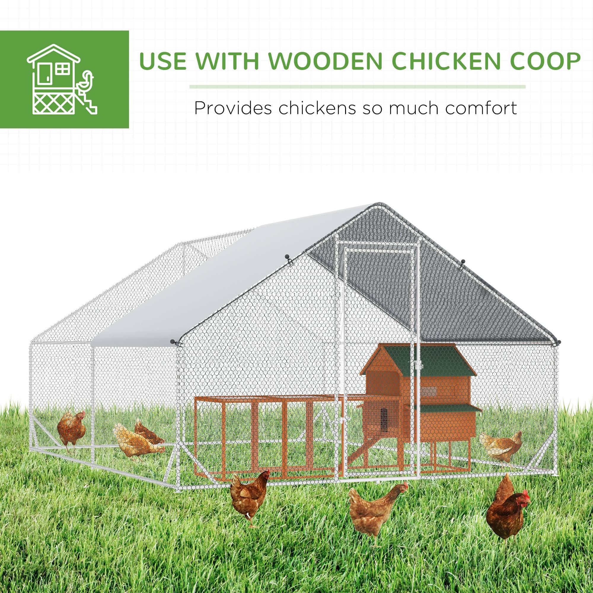 Spacious Walk-in Chicken Run with water-ready Cover and Secure Lock