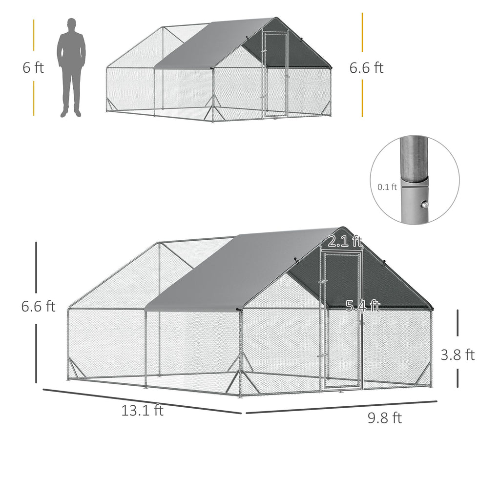 Spacious Walk-in Chicken Run with water-ready Cover and Secure Lock