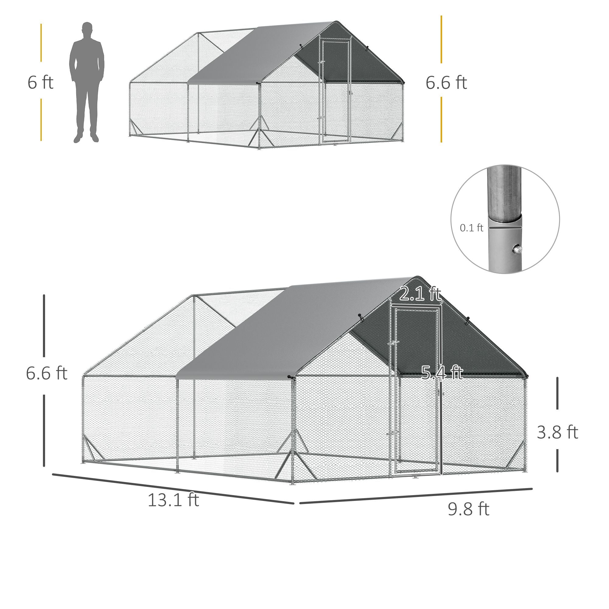Spacious Walk-in Chicken Run with water-ready Cover and Secure Lock