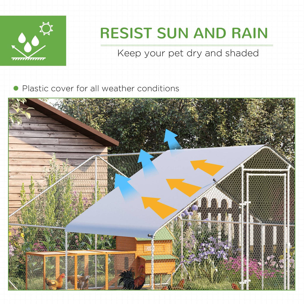 Spacious Walk-in Chicken Run with water-ready Cover and Secure Lock