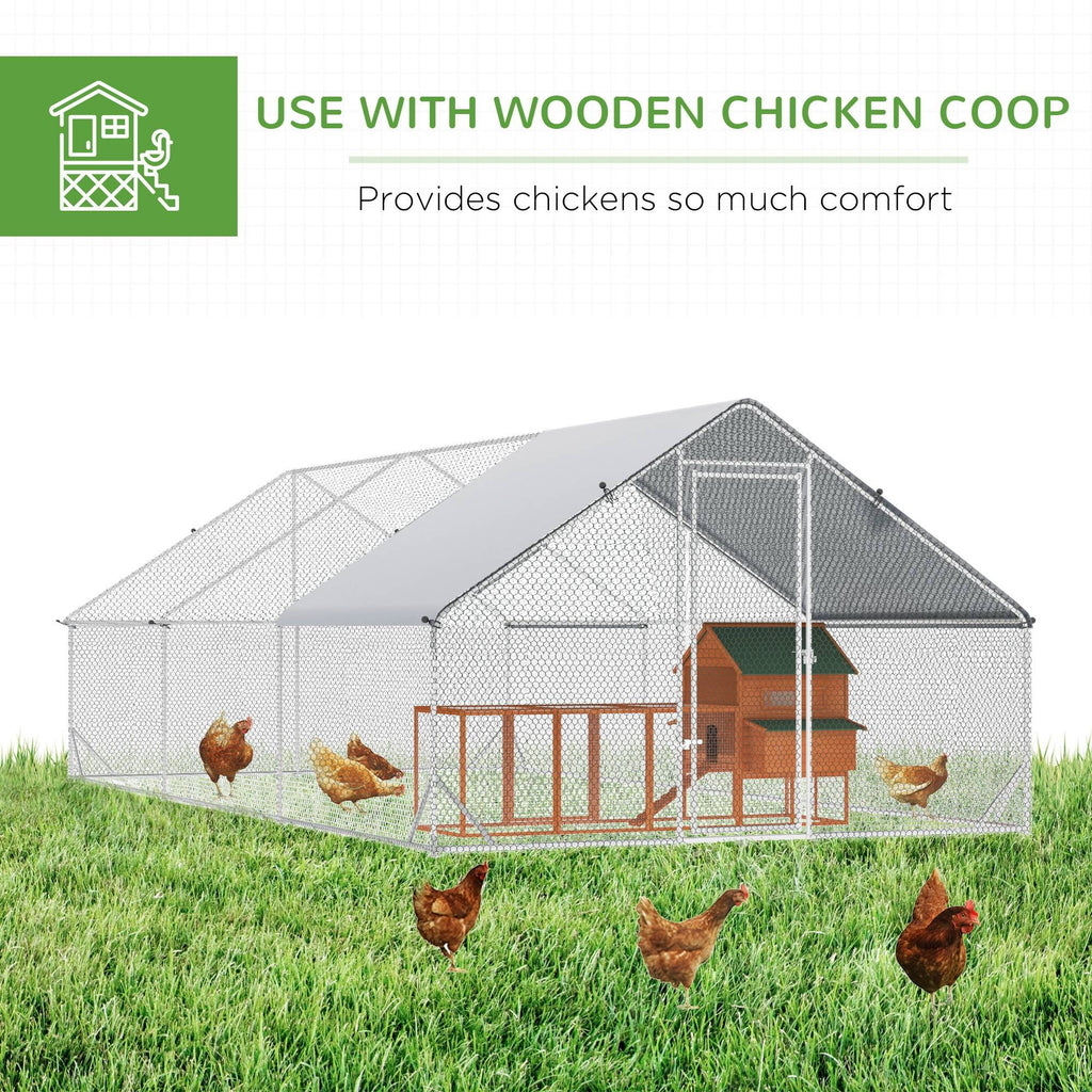 PawHut Large Walk-in Chicken Coop with water-ready UV Cover