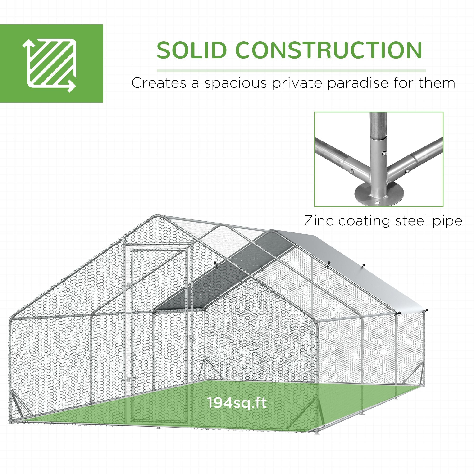 PawHut Large Walk-in Chicken Coop with water-ready UV Cover