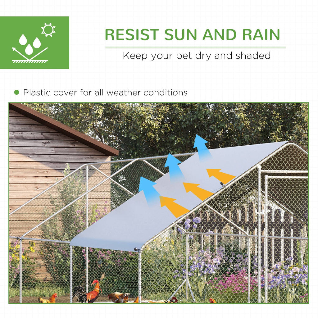 PawHut Large Walk-in Chicken Coop with water-ready UV Cover