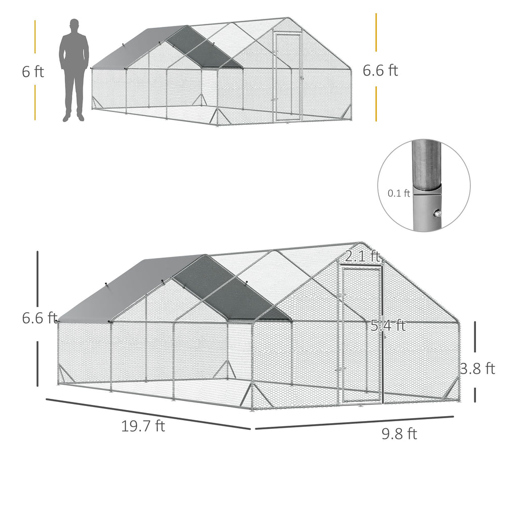 PawHut Large Walk-in Chicken Coop with water-ready UV Cover