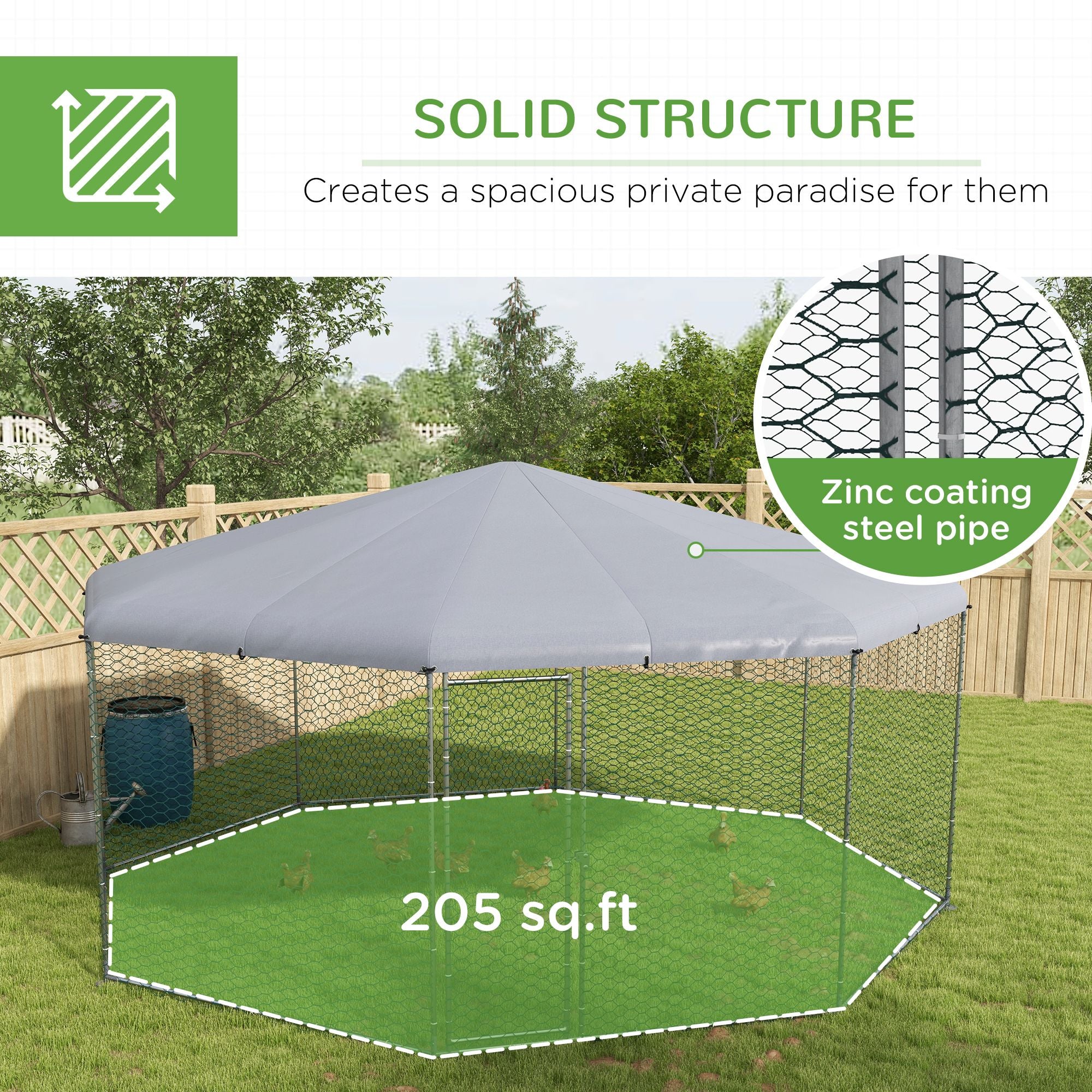 Spacious ² Chicken Coop with UV-Proof Roof and Lockable Door