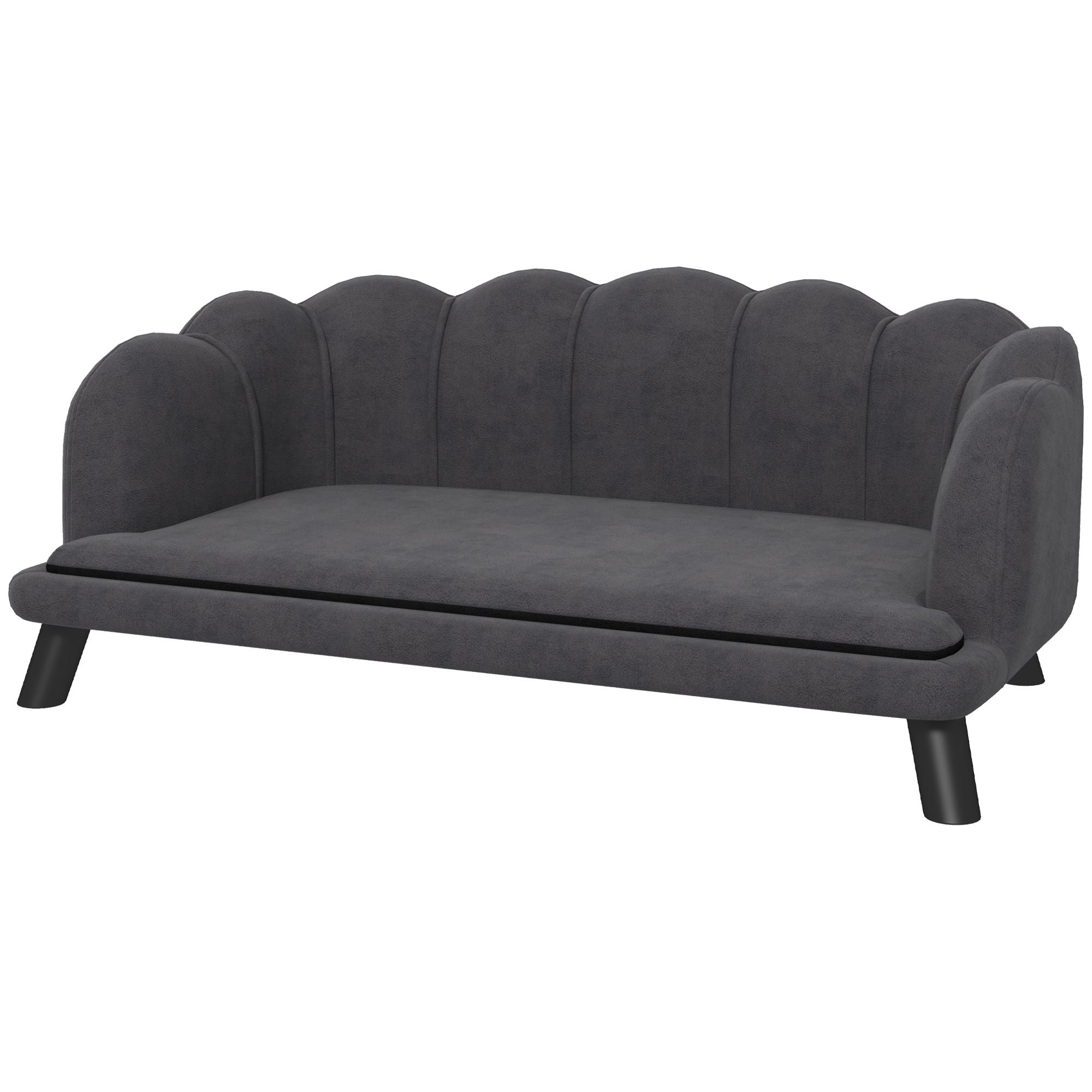 Velvet Dog Sofa with Pearl Back and Foam Cushioning