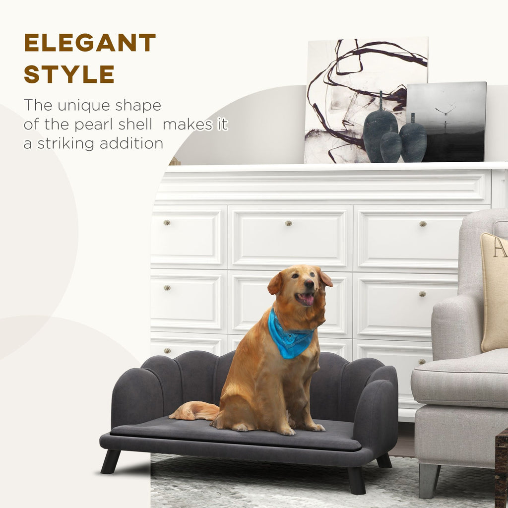 Velvet Dog Sofa with Pearl Back and Foam Cushioning