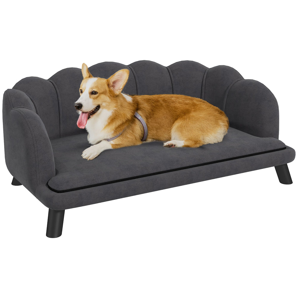 Velvet Dog Sofa with Pearl Back and Foam Cushioning