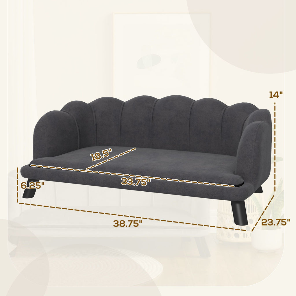 Velvet Dog Sofa with Pearl Back and Foam Cushioning