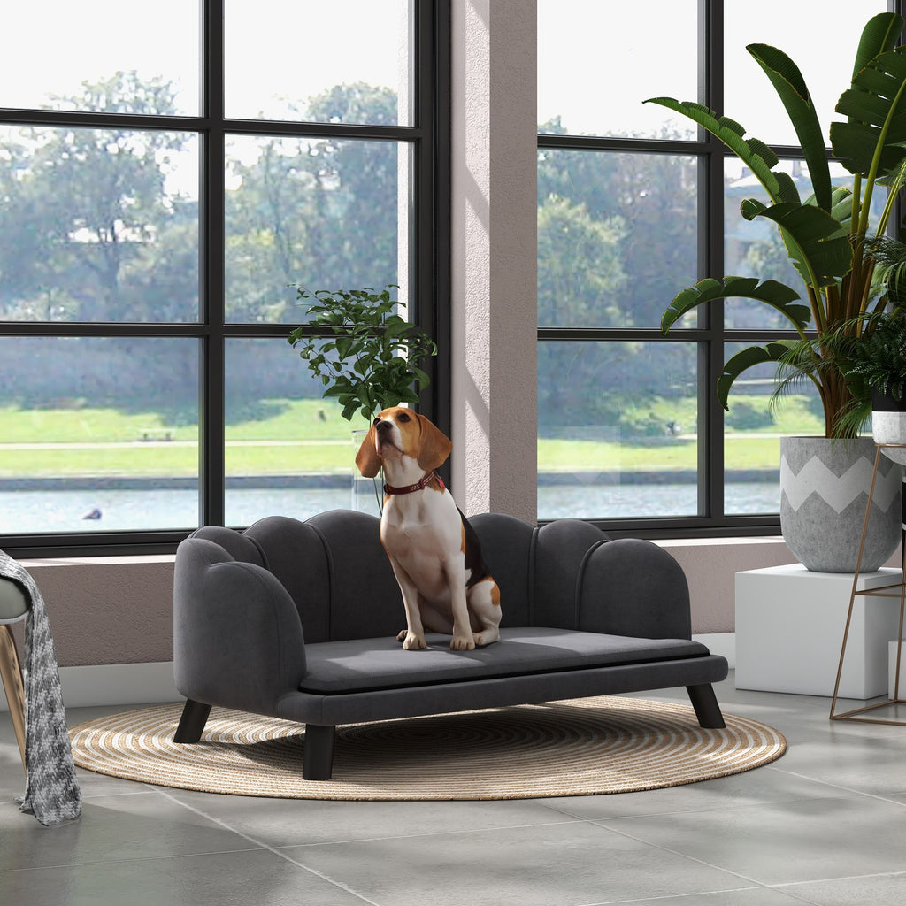 Velvet Dog Sofa with Pearl Back and Foam Cushioning