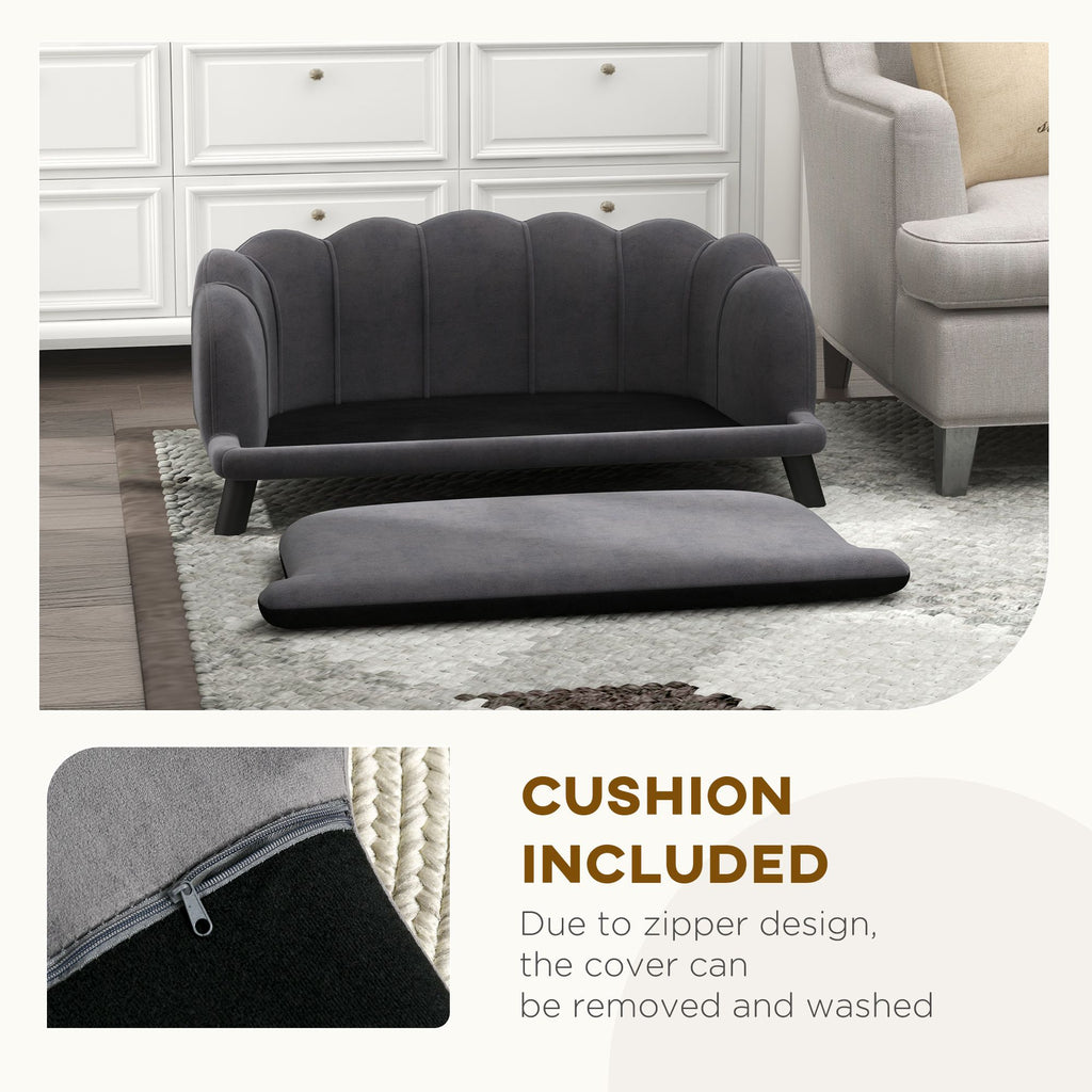 Velvet Dog Sofa with Pearl Back and Foam Cushioning