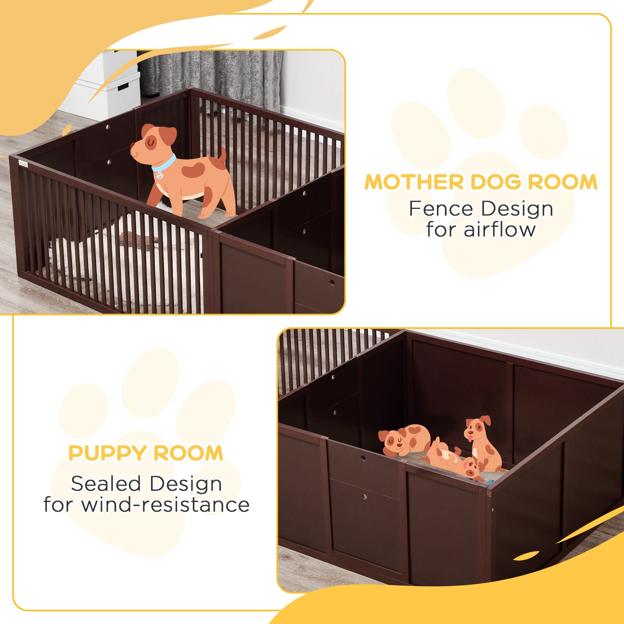 Spacious Whelping Box with Two Rooms for Mother Dog Comfort