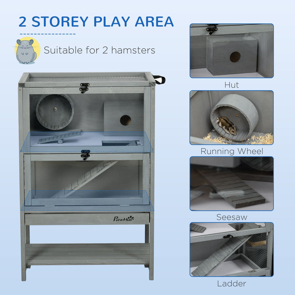 Spacious furniture-style Hamster Cage with Toys and Storage Shelf