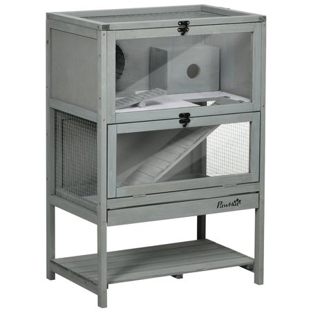 Spacious furniture-style Hamster Cage with Toys and Storage Shelf