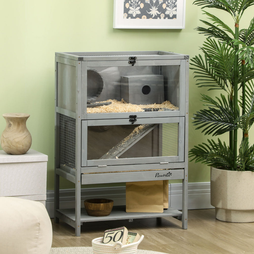 Spacious furniture-style Hamster Cage with Toys and Storage Shelf