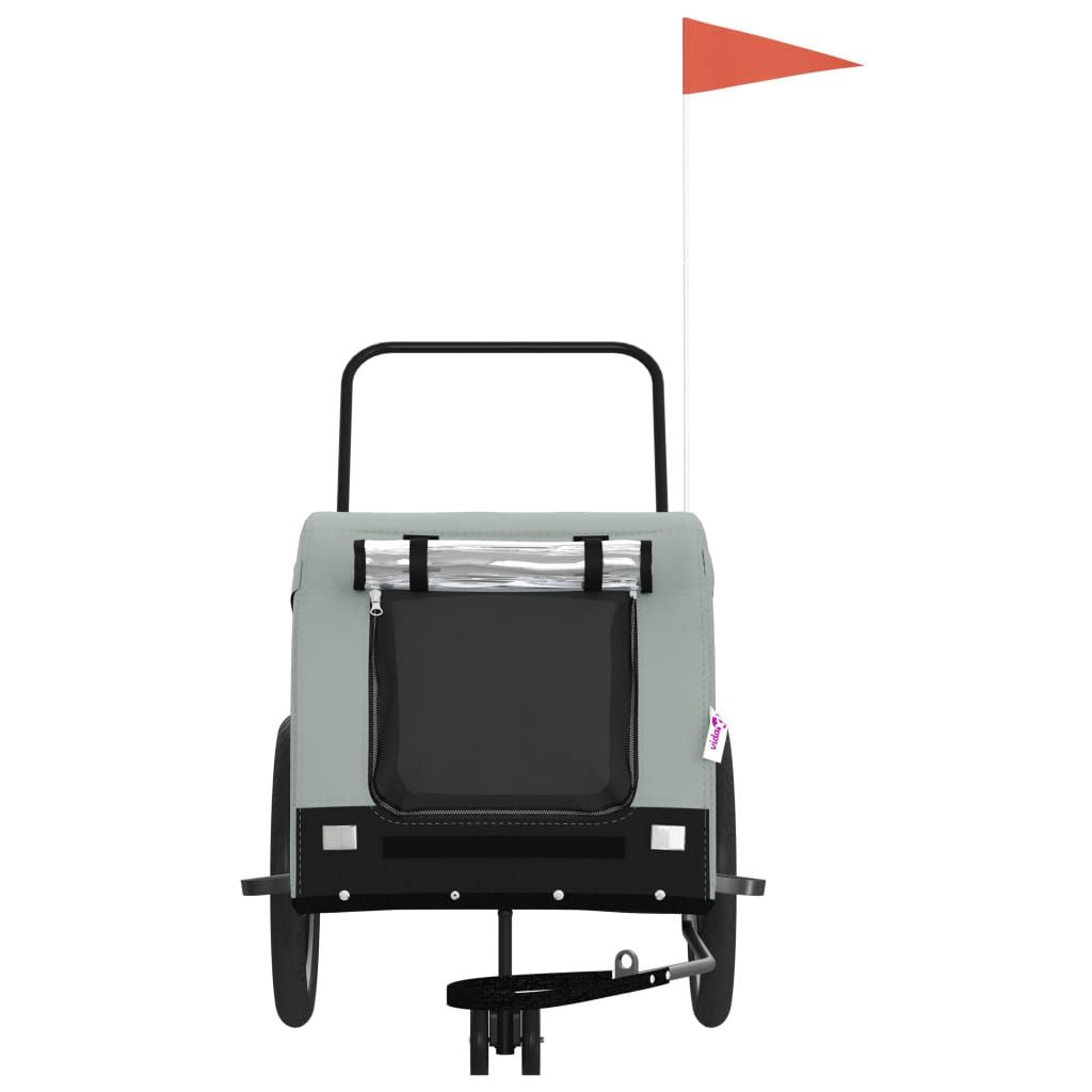 Pet Bike Trailer Grey and Black Oxford Fabric, Iron, PVC Standard
