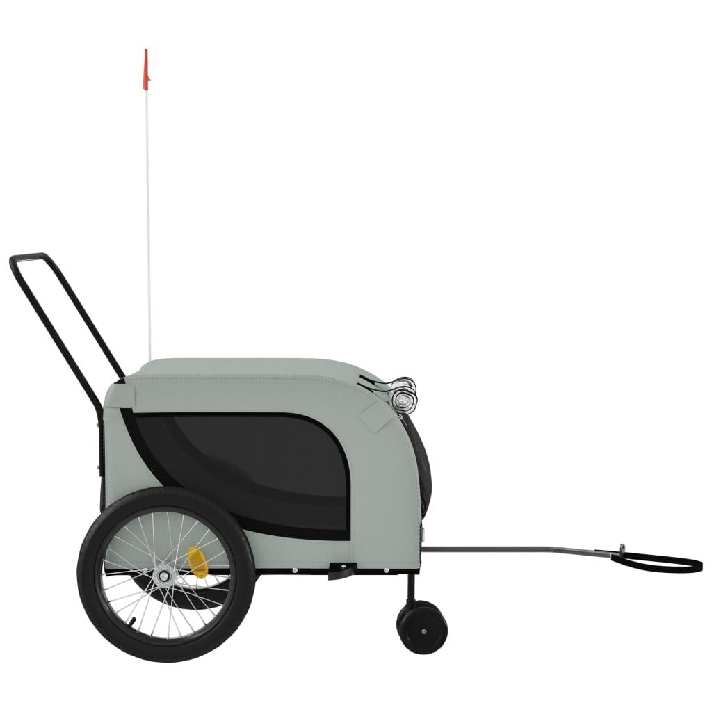 Pet Bike Trailer Grey and Black Oxford Fabric, Iron, PVC Standard