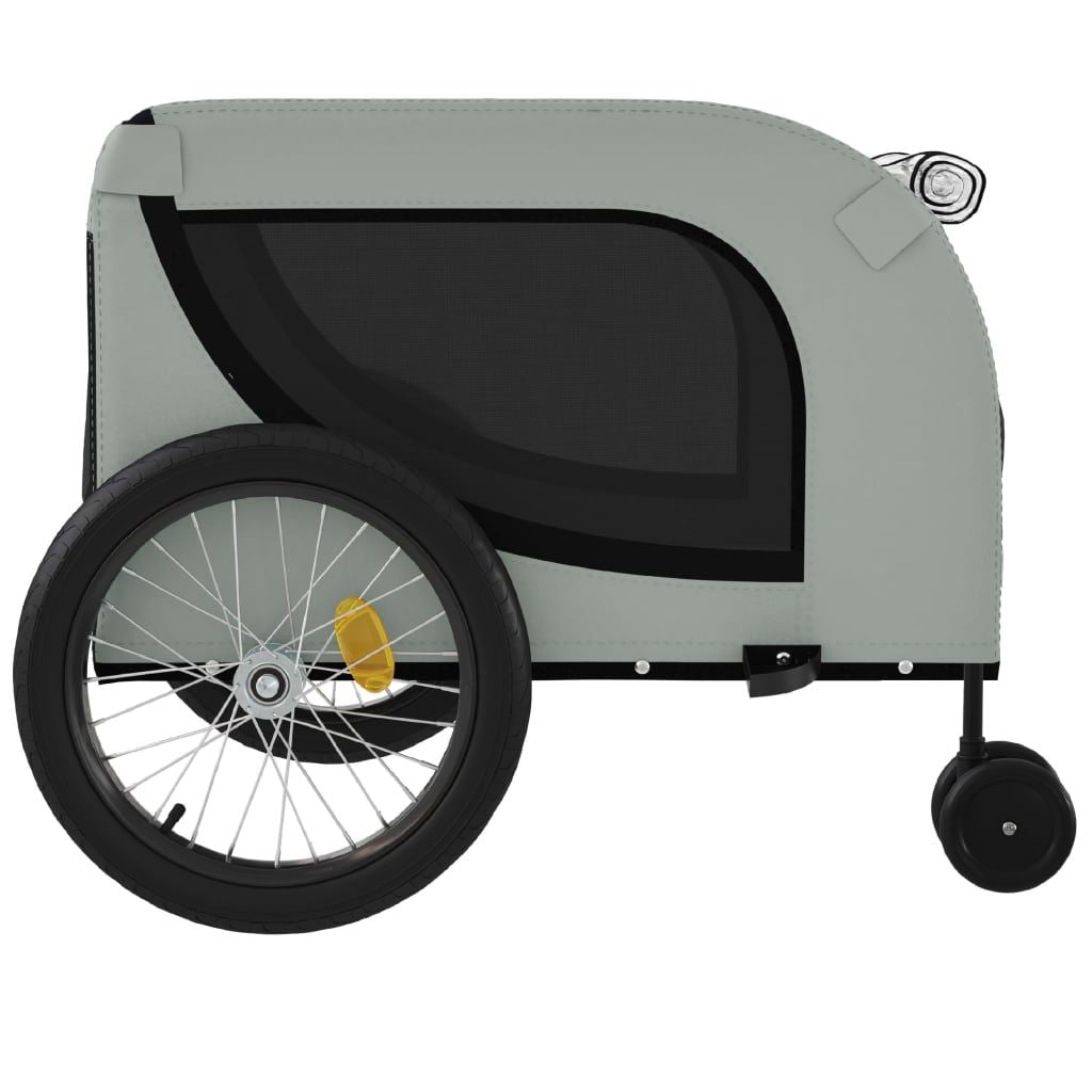 Pet Bike Trailer Grey and Black Oxford Fabric, Iron, PVC Standard