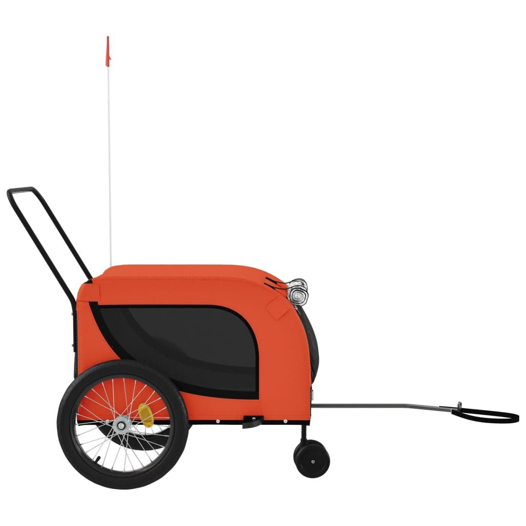 Pet Bike Trailer Orange and Black Oxford Fabric, Iron, PVC Small