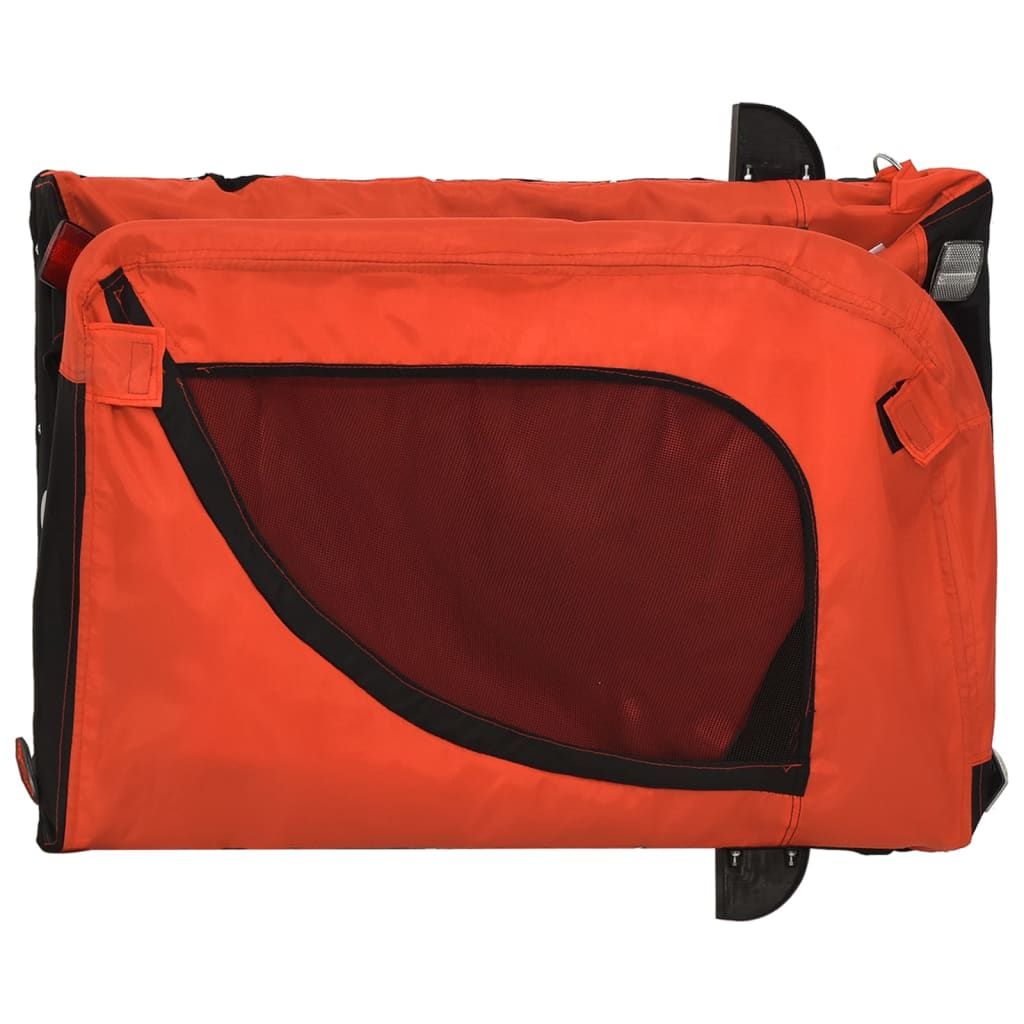 Pet Bike Trailer Orange and Black Oxford Fabric, Iron, PVC Small