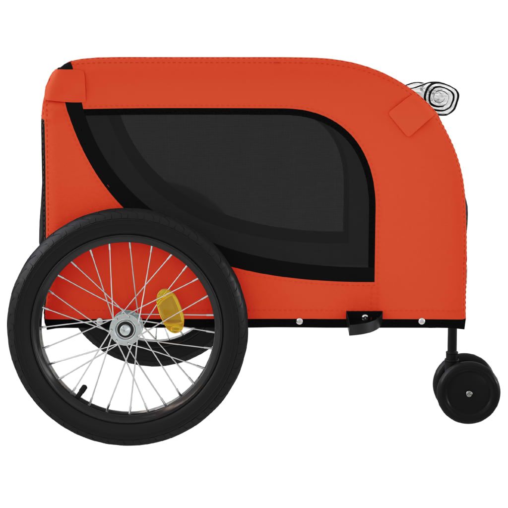 Pet Bike Trailer Orange and Black Oxford Fabric, Iron, PVC Small