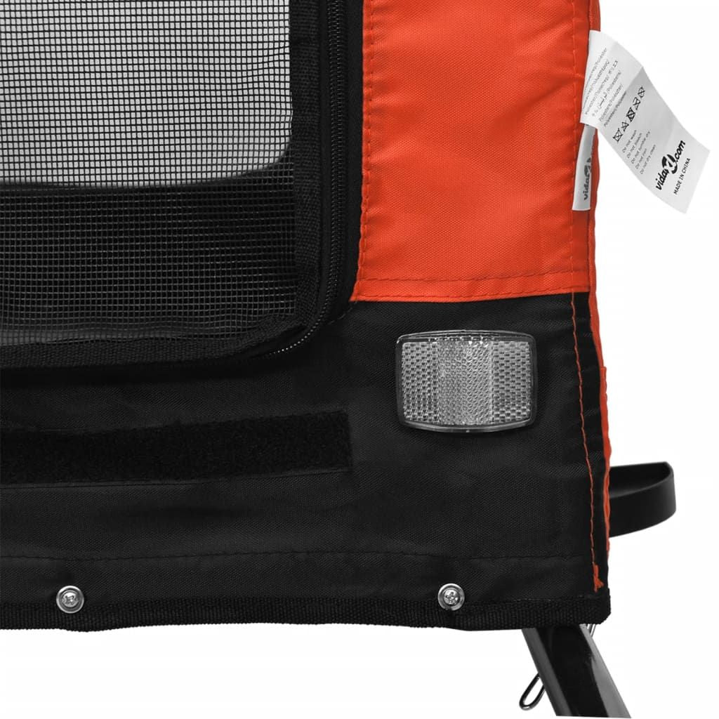 Pet Bike Trailer Orange and Black Oxford Fabric, Iron, PVC Small