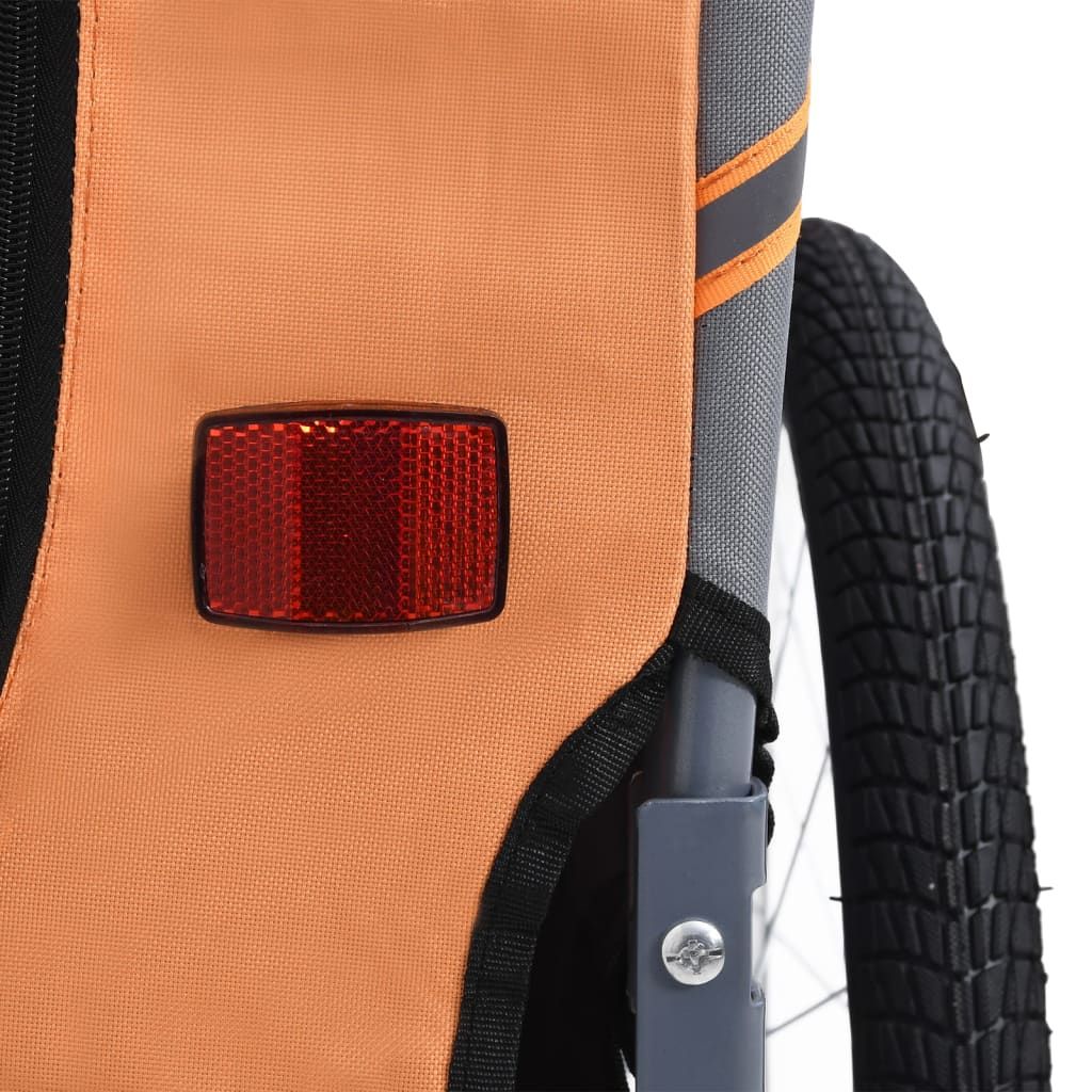 Pet Bike Trailer Orange and Grey Oxford fabric and steel
