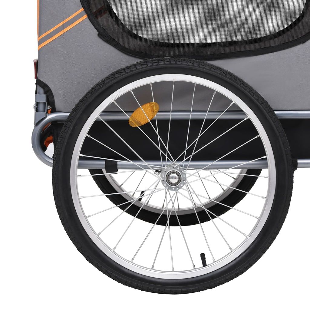 Pet Bike Trailer Orange and Grey Oxford fabric and steel