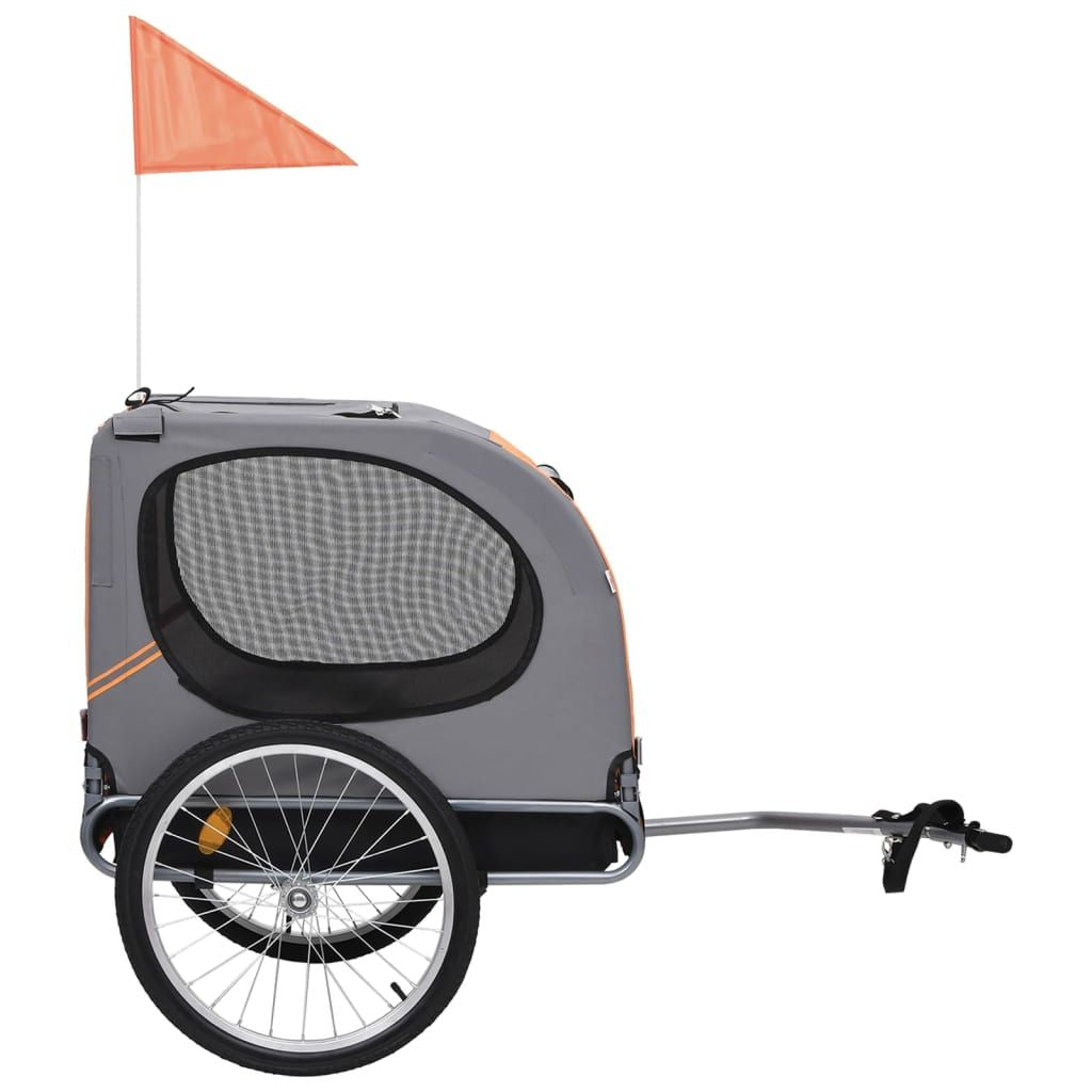 Pet Bike Trailer Orange and Grey Oxford fabric and steel