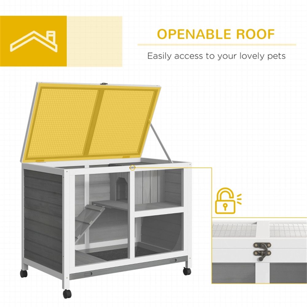 Small Rabbit Hutch on Wheels with Plexiglass Front