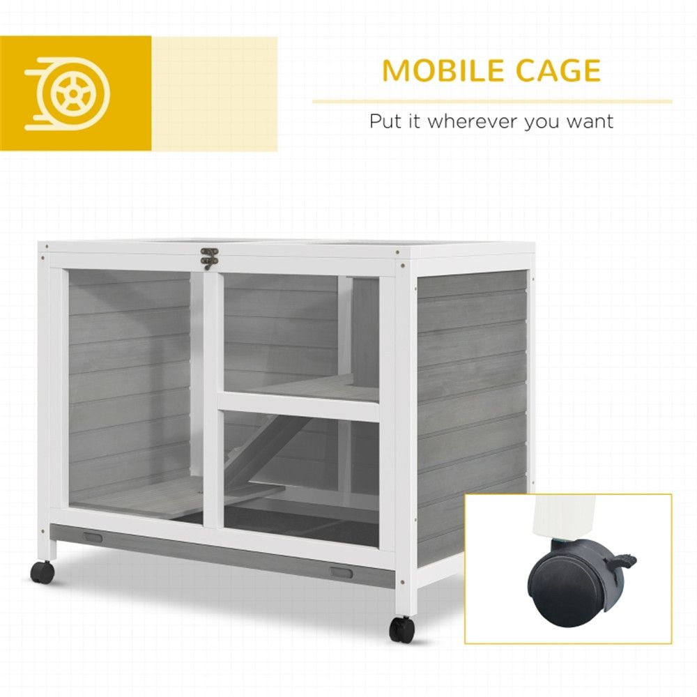 Small Rabbit Hutch on Wheels with Plexiglass Front