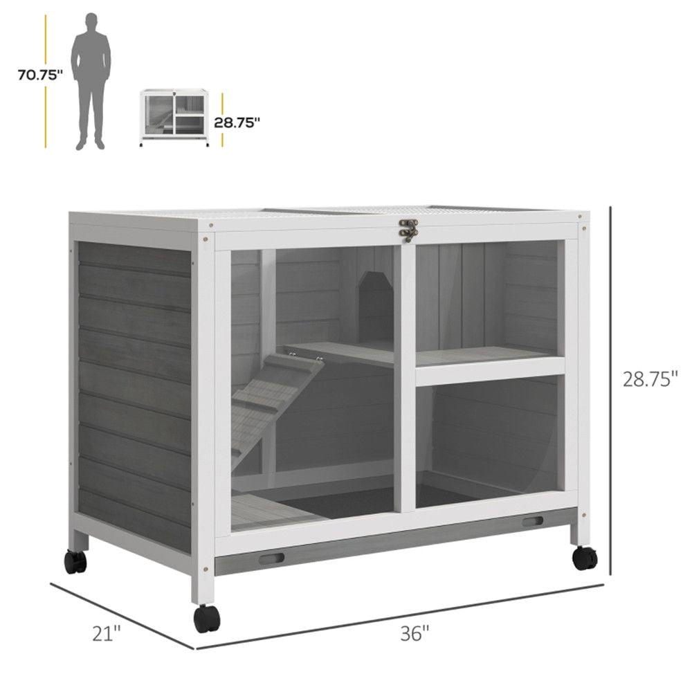 Small Rabbit Hutch on Wheels with Plexiglass Front