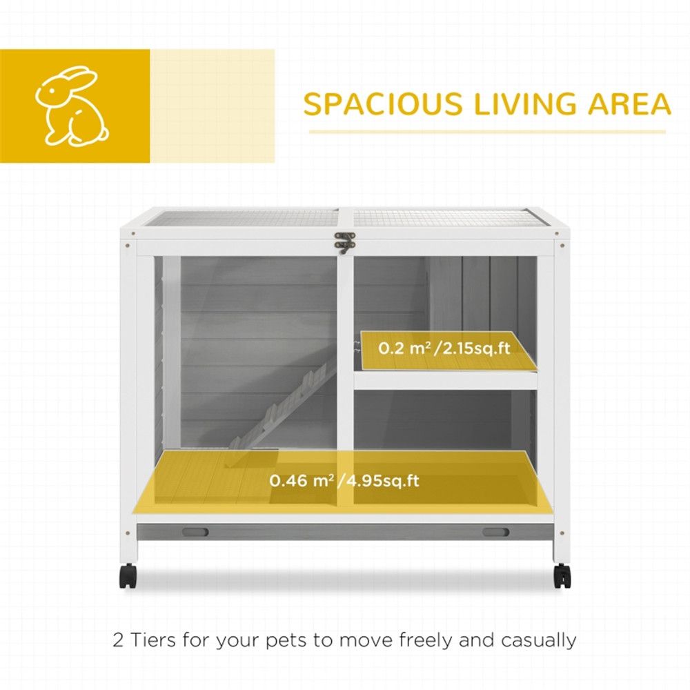 Small Rabbit Hutch on Wheels with Plexiglass Front