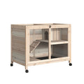 Natural furniture-style Rabbit Hutch with Wheels and Plexiglass Front