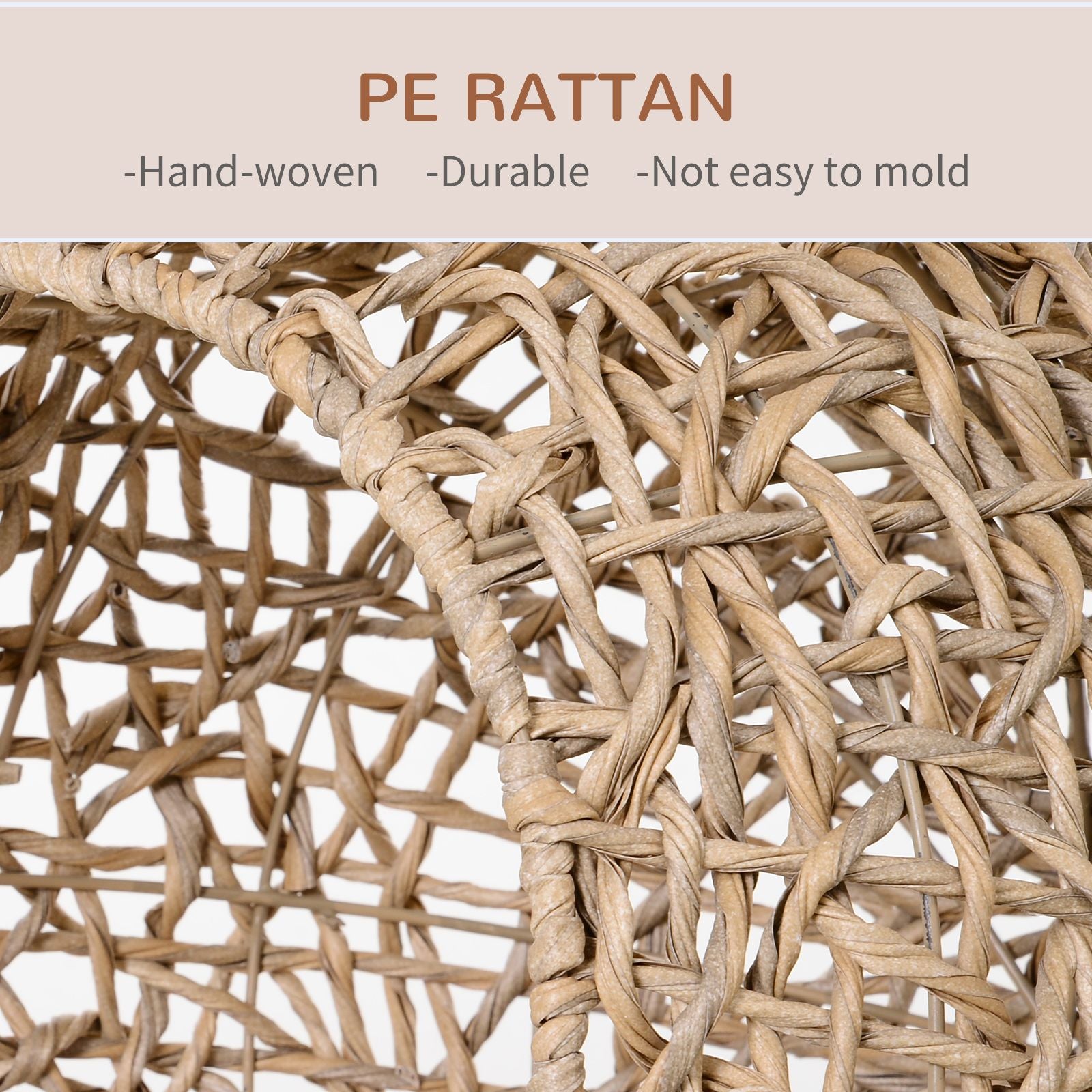 Rattan Wicker Elevated Cat Condo with Soft Cushion for Small Cats
