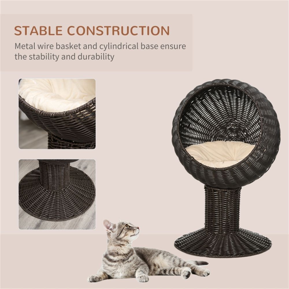 Elevated Rotating Cat Bed with Plush Cushion