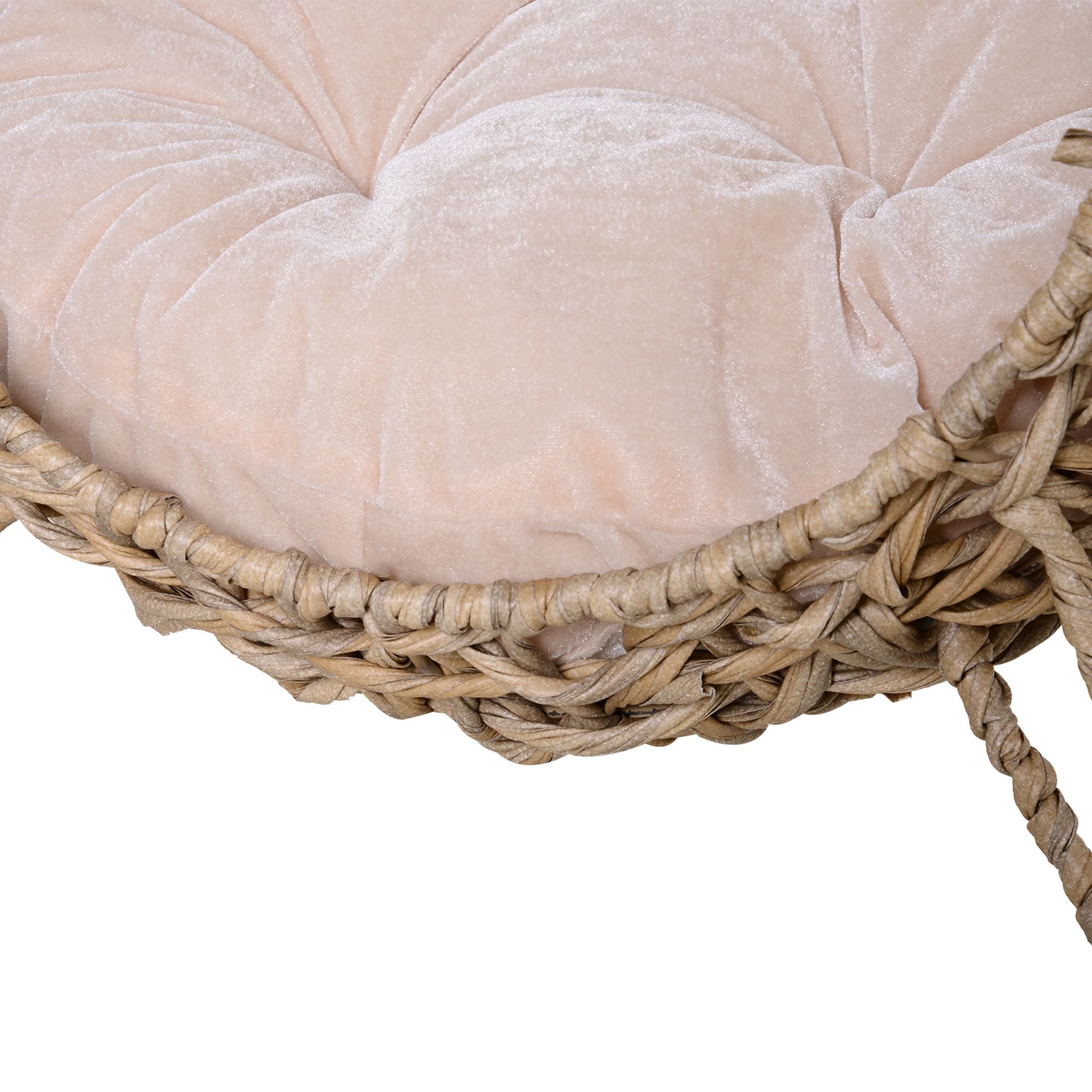 Rattan Wicker Elevated Cat Condo with Soft Cushion for Small Cats