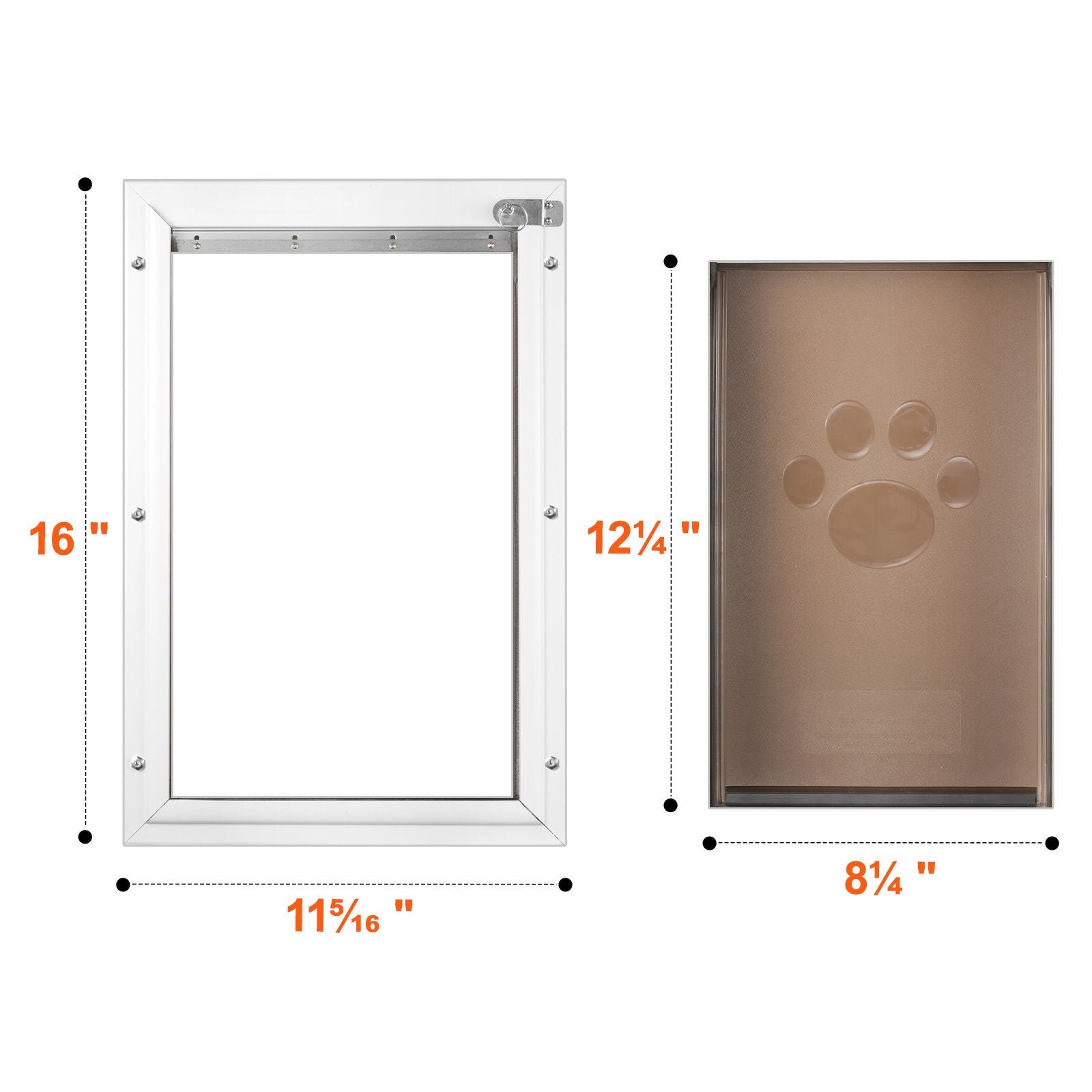 Weatherproof Pet Door with Aluminum Frame & Magnetic Flap – White Medium