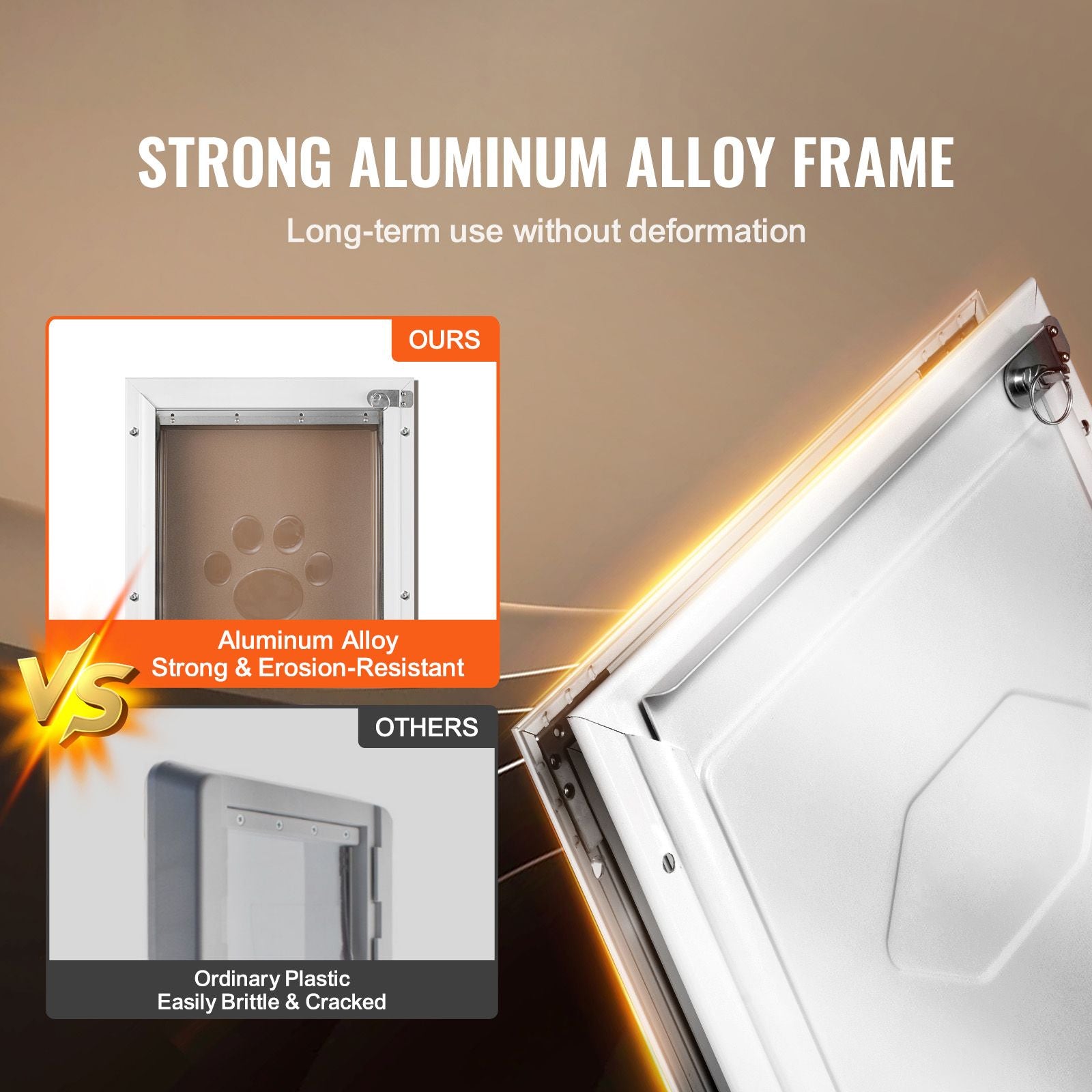 Weatherproof Pet Door with Aluminum Frame and Lock System