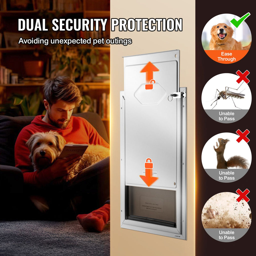 Weatherproof Pet Door with Aluminum Frame and Lock System
