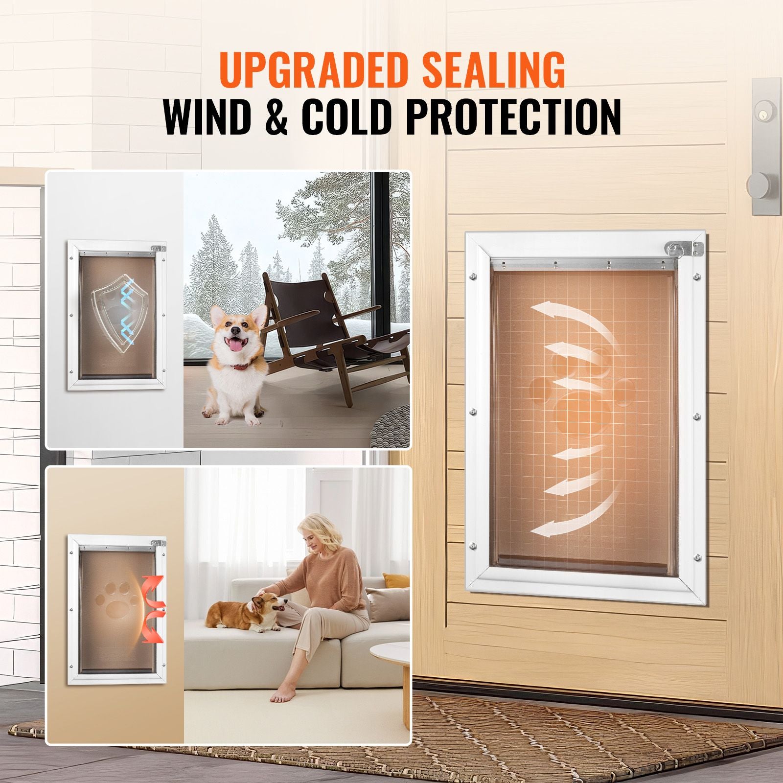 Weatherproof Pet Door with Aluminum Frame and Lock System