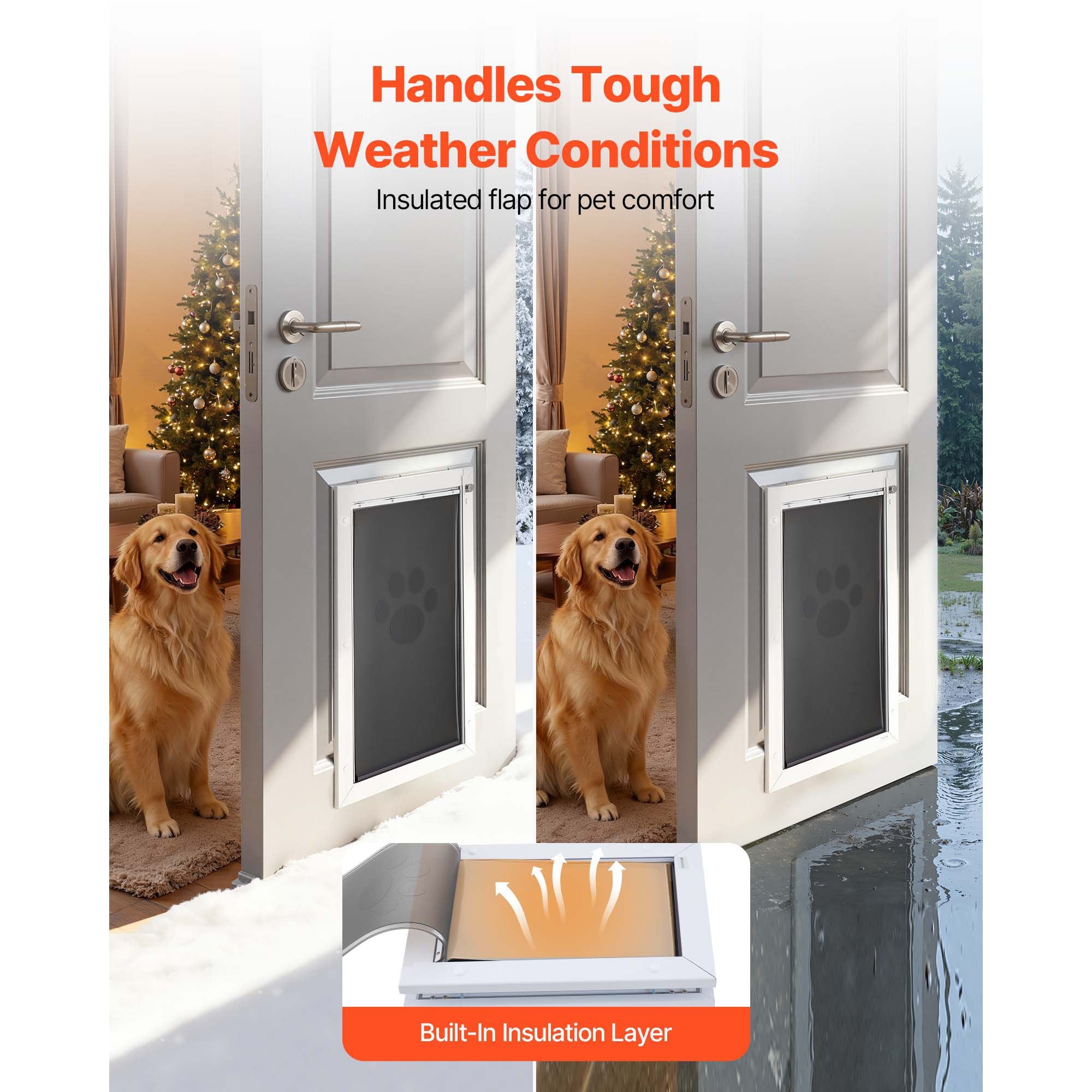 X-Large Pet Door with Magnetic Flaps and structured Frame – Easy In-and-Out for Dogs