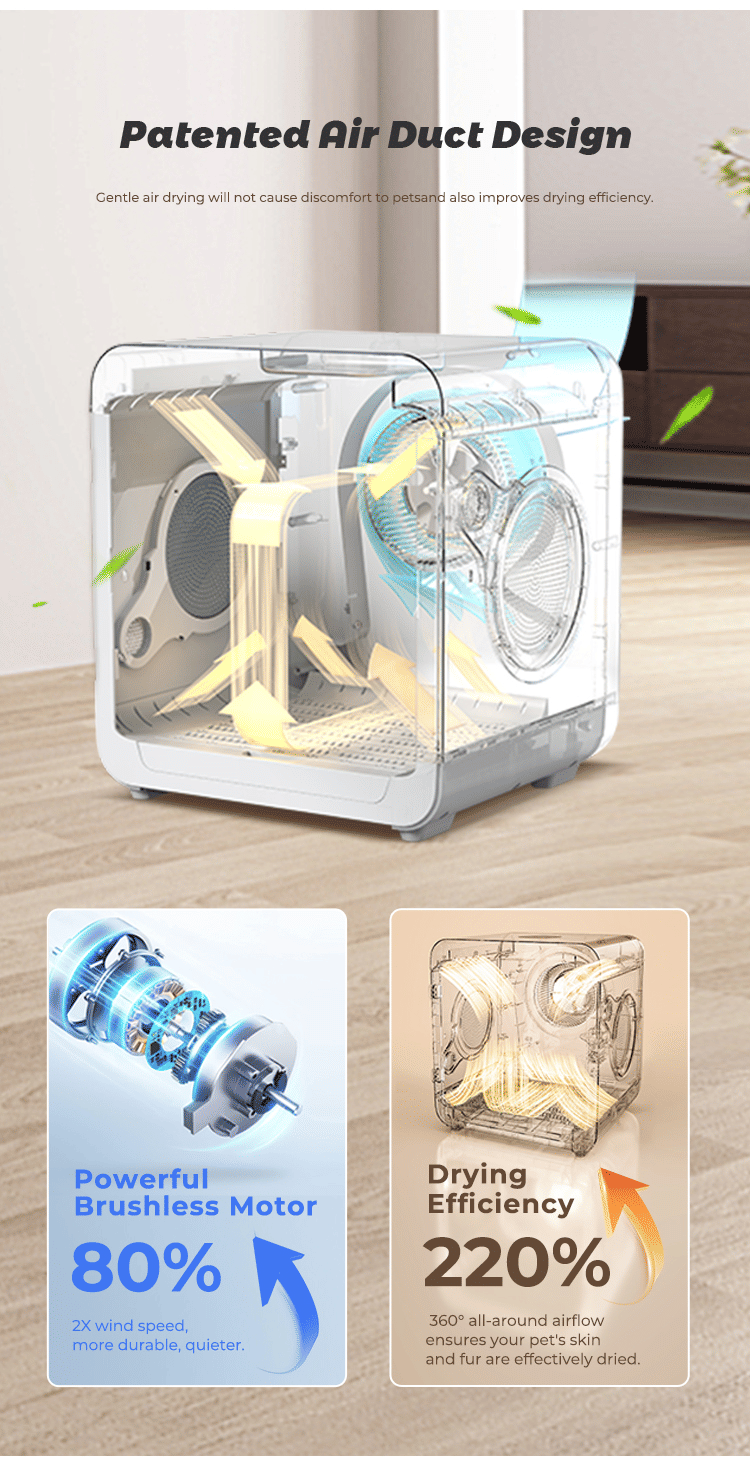Pet Dryer 70L with UV/Ozone Sterilization & Dual Air Circulation