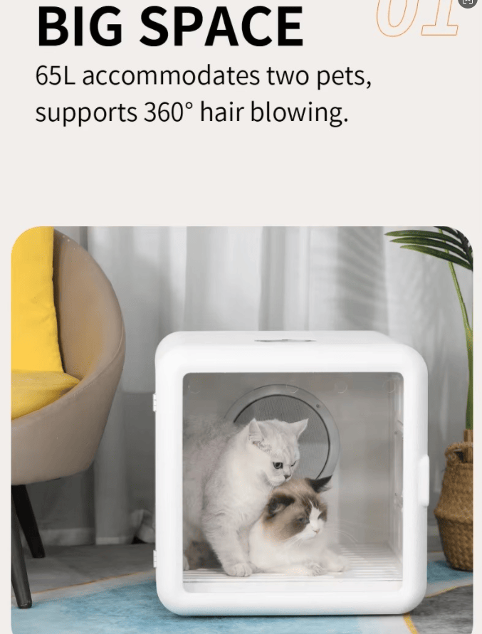 Pet Dryer 70L with UV/Ozone Sterilization & Dual Air Circulation